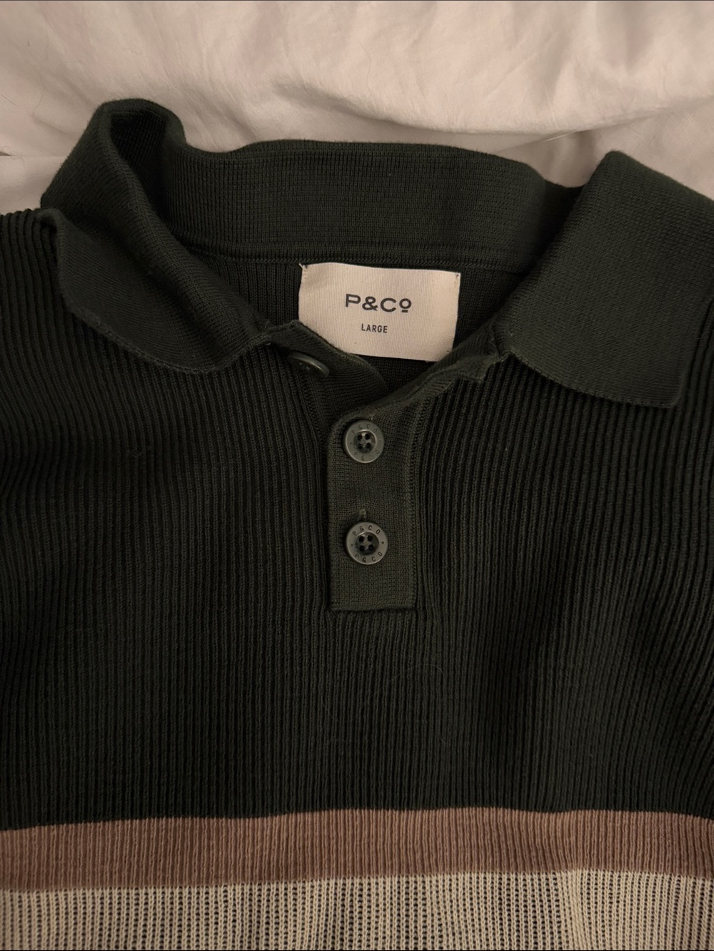 Men's Dark Green Crewneck Polo Sweater with Horse Motif - Picture 4 of 5
